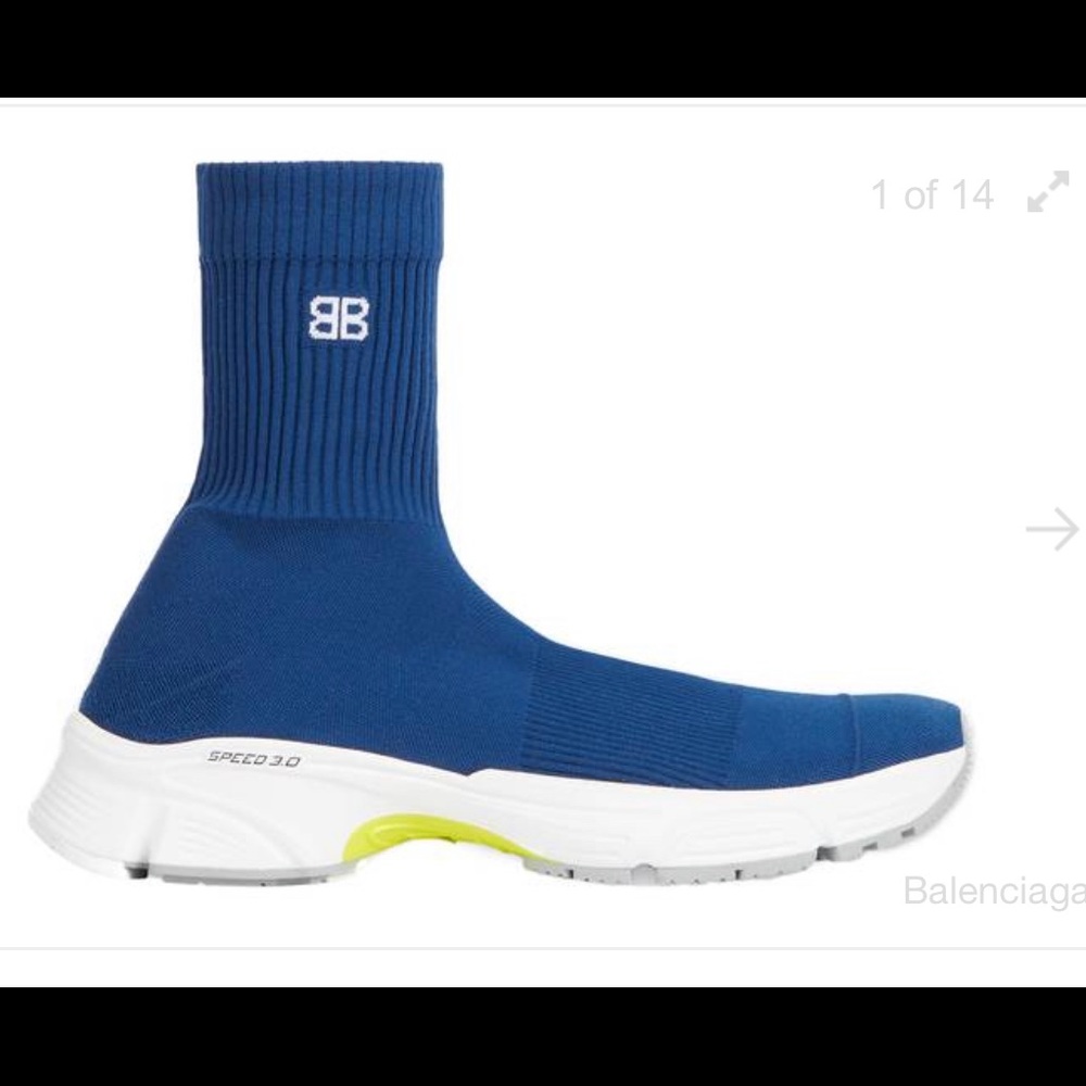 Balenciaga Sneakers SPEED 3.0 R Knit Sole Tricolor Fluo Navy White Grey Women 38